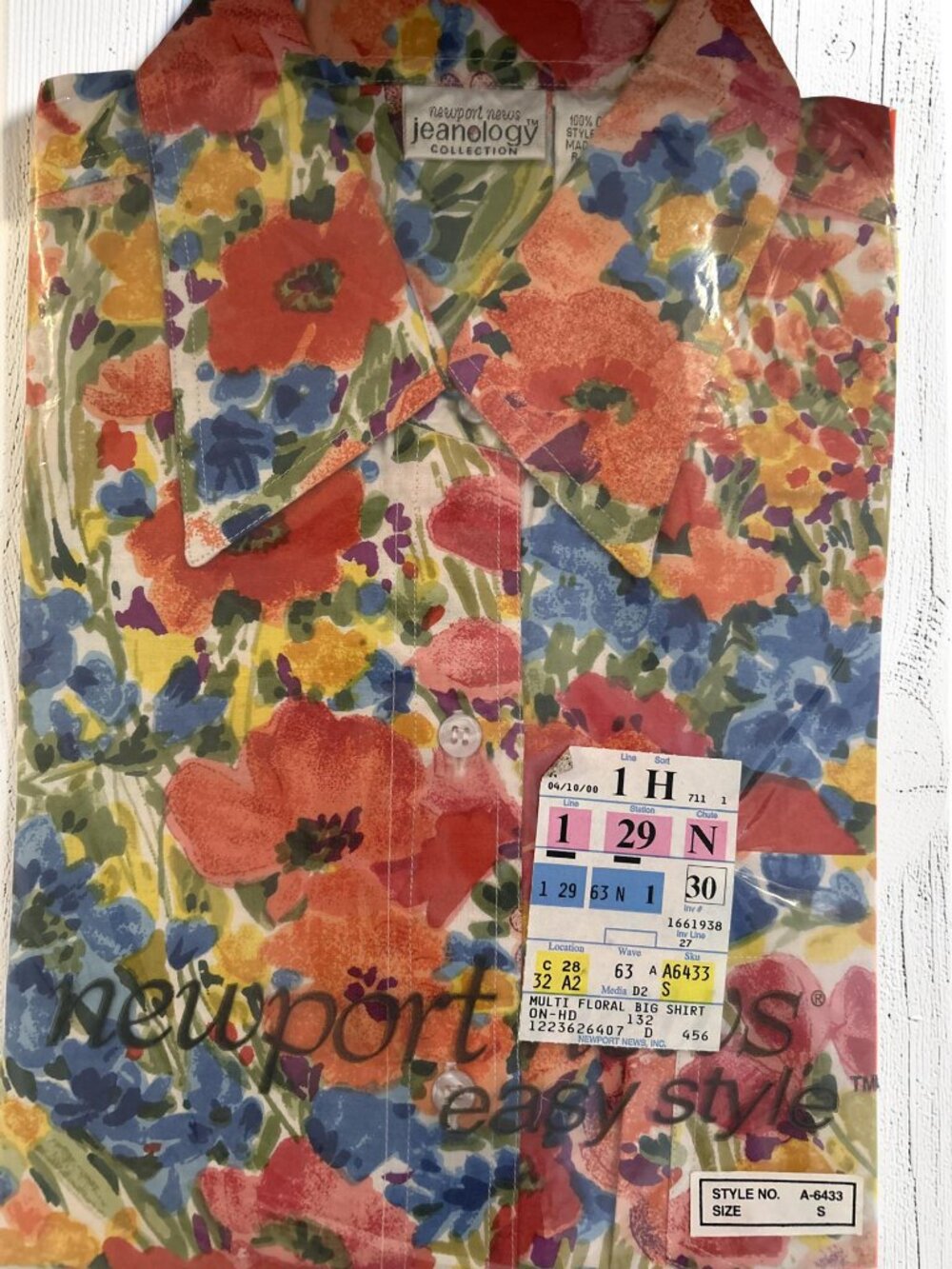 NIP Vintage Newport News Jeanology Multi Floral Big Shirt Women Small Cotton NOS